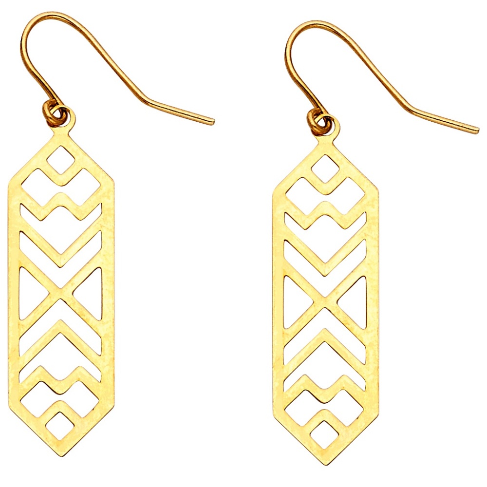 14K Yellow gold Hexa Hanging Earrings for Women